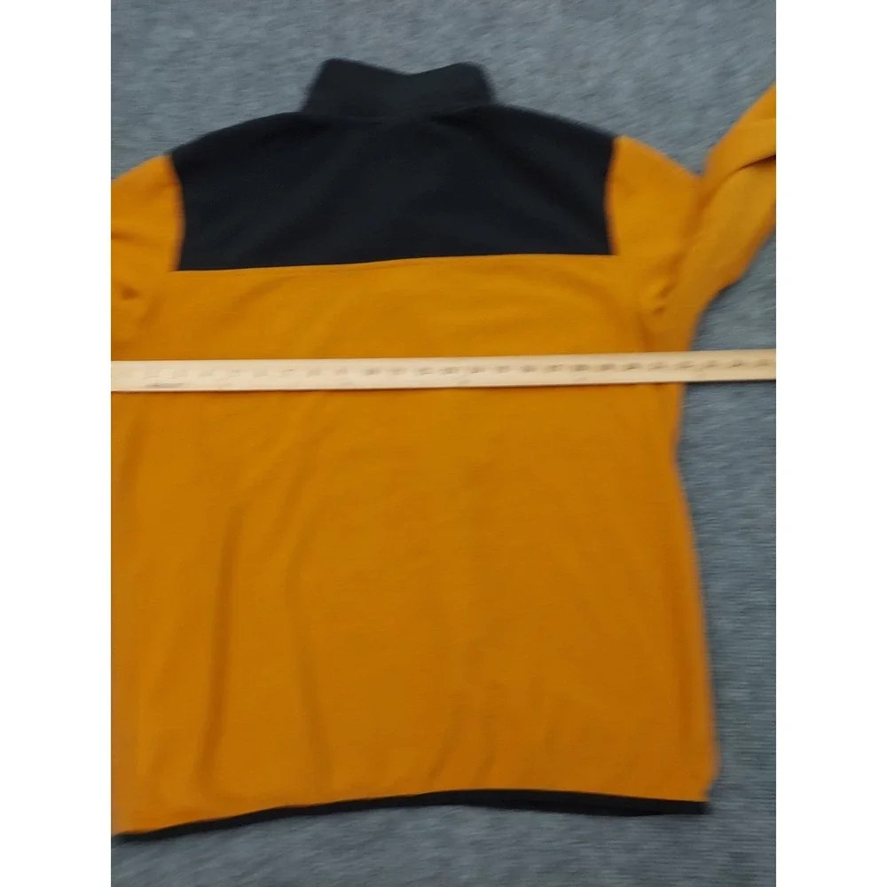 NORTH FACE Fleece Pullover Mens Large Gold Black 1/4 Zip Long‎ Sleeve Outdoor